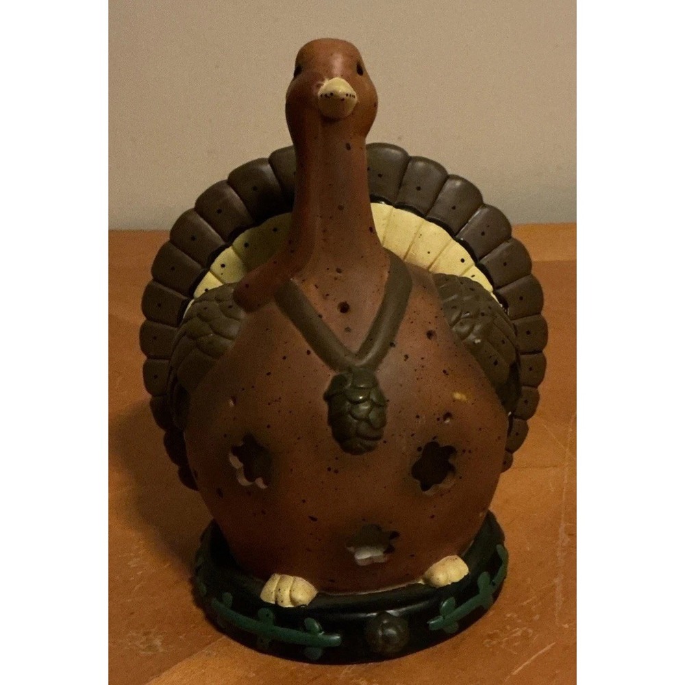 Thanksgiving Turkey Votive Candle Holder Fall Holiday Centerpiece 8.5" Figurine‎